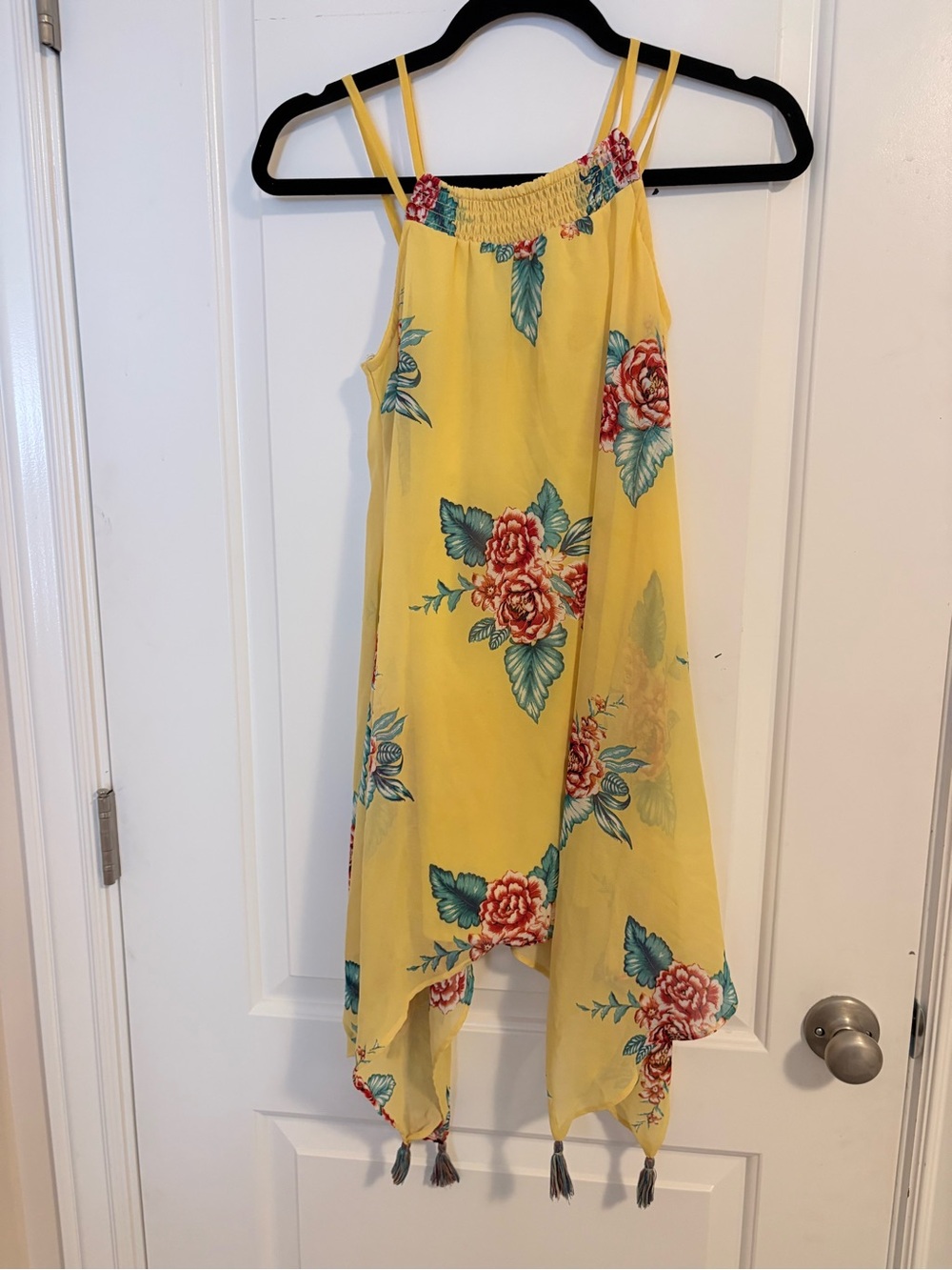 My Michelle Yellow Floral Spaghetti-Strap Dress